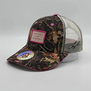 Factory Customised Real Tree Sandwich Brim Caps Pink Camo Trucker Hat With Embroidery