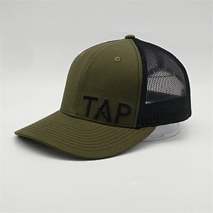 Wholesale Green Embroidery Logo Snapback Cap Black Mesh Curved Bill Trucker Hats For Men