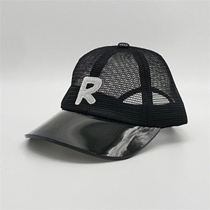 2019 Hot Sale Black PVC Transparent Visor 3D Patches Embroidery Custom Logo Full Mesh Summer Trucker Hat Caps