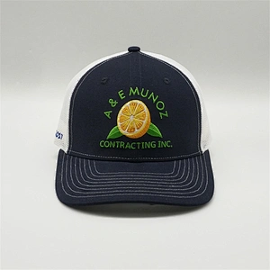 Custom Logo Fabric 6 Panel Snapback Trucker Hats,Embroidery Floral Navy Baseball Mesh Caps,Embroider Flat Blue Trucker Caps