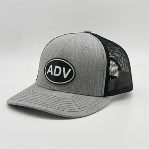 High Quality Grey Snapback hat,   Custom  Logo Mesh Caps Hat ,  Cotton PVC Rubber Patch Trucker Hat