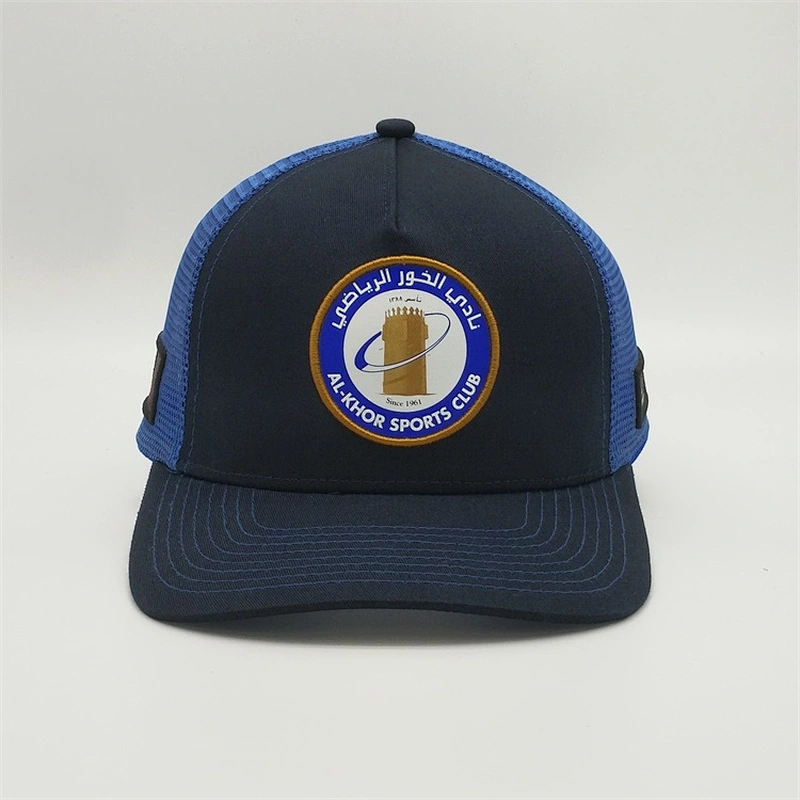 Blue Plain Custom 5panel Logo 3d Embroidery Patch Snapback Caps Navy Screen Print Trucker Hat With Patch