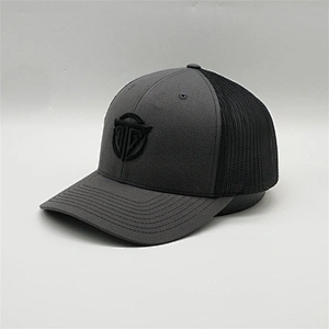 Factory Price Dark Black Black Mesh Truck Hats,New Fashion 6 Panel Unisex Polyester Trucker Cap,Design Embroidery Logo Hats