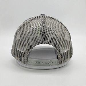 Plain Knitting Fabric Trucker Caps,Nylon Green 3d Embroidery Logo Caps,Customized 5 Panels Light Gray Trucker Hats