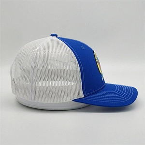 Customized Sublimation Embroidery Patch Silk Printing Royal Blue Hats Trucker Caps