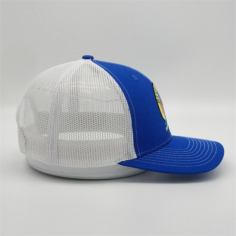 Customized Sublimation Embroidery Patch Silk Printing Royal Blue Hats Trucker Caps