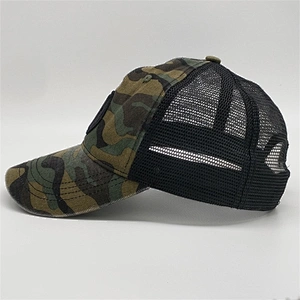 Custom camo 6 panel trucker caps,embroidery blank patches washed cap trucker hats,plastic snapback mesh trucker hat