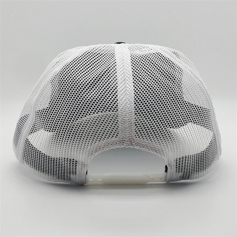 Newest Custom Cotton Fenway Embroidery Patch Logo White Plastic Buckle Two Tone Unstructured 6 Panel Trucker Cap Mesh Sports Hat