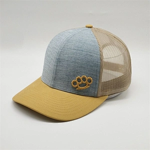 Customize 3D Embroidery Yellow Grey Color Trucker Hats,Fit Fashion Trucker Caps Mesh,Curved Bill Unisex Cotton Twill Sport Caps