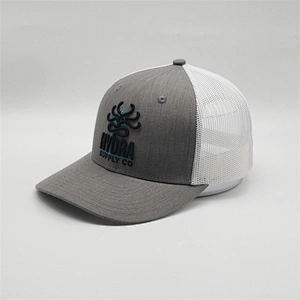 Adult Grey White Mesh Trucker Cap,Plain Customized Made Logo 6 Panel Trucker Hat,Wholesale Cheap Bulk Outdoor Cap