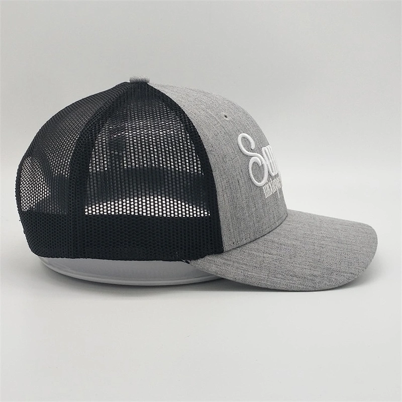 Special Design Adults Size Grey Two Tone 3D Patches Embroidery Trucker Hat Custom 6 Panel Mesh Snapback Sports Caps Hat