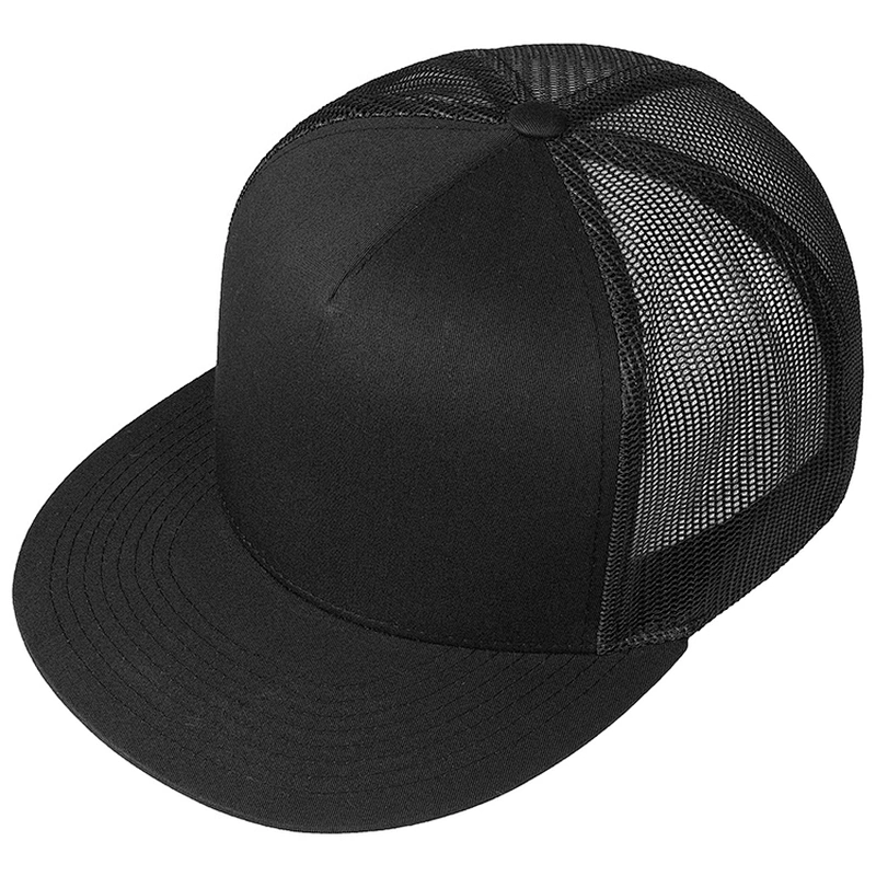 Guangzhou Factory Custom Meidiney Flat Billed Plain Blank Mesh Trucker Snapback Cap