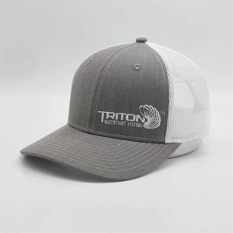 Wholesale Customized Adjustable Fashion Blue Curved Brim Snapback White Mesh Cap 3D Embroidery Trucker Baseball Hats