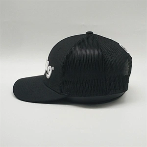 Custom 3D Embroidery Logo Running Truck Hat Black Cap,Women Men 6 Panel Trucker Mesh Material,Sublimation Fitted Outdoor Hats