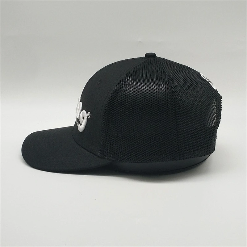 Custom 3D Embroidery Logo Running Truck Hat Black Cap,Women Men 6 Panel Trucker Mesh Material,Sublimation Fitted Outdoor Hats