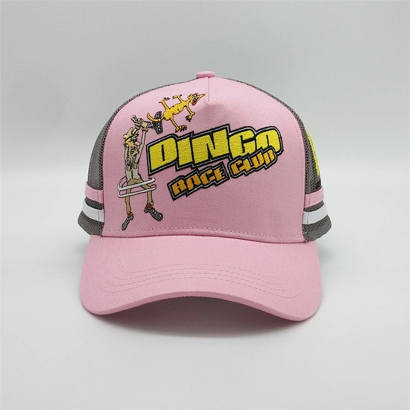 Custom Pink High Crown 5 Panel Embroidery Hats, Adjust Own Brand Logo Couple Snapback Caps,Couple Embroidery Trucker Caps