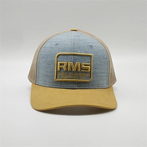 Summer Wholesale Yellow Vintage 3d Mesh Net Fabric Back Caps Logo Embroidered Trucker Hat For Man