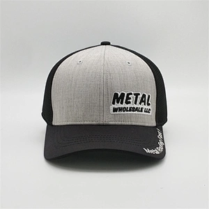 Personalized High Quality Soft Mesh Sandwich 6 Panel Two Tone Embroidery Patch Flex Fit Baseball Trucker Cap Hat Custom Logo