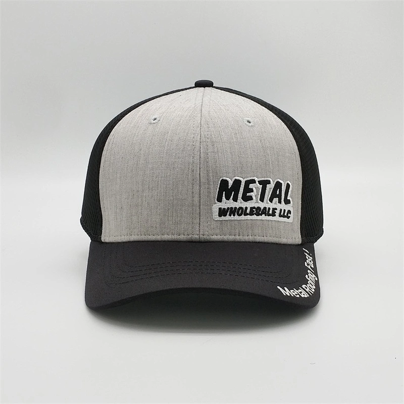 Personalized High Quality Soft Mesh Sandwich 6 Panel Two Tone Embroidery Patch Flex Fit Baseball Trucker Cap Hat Custom Logo