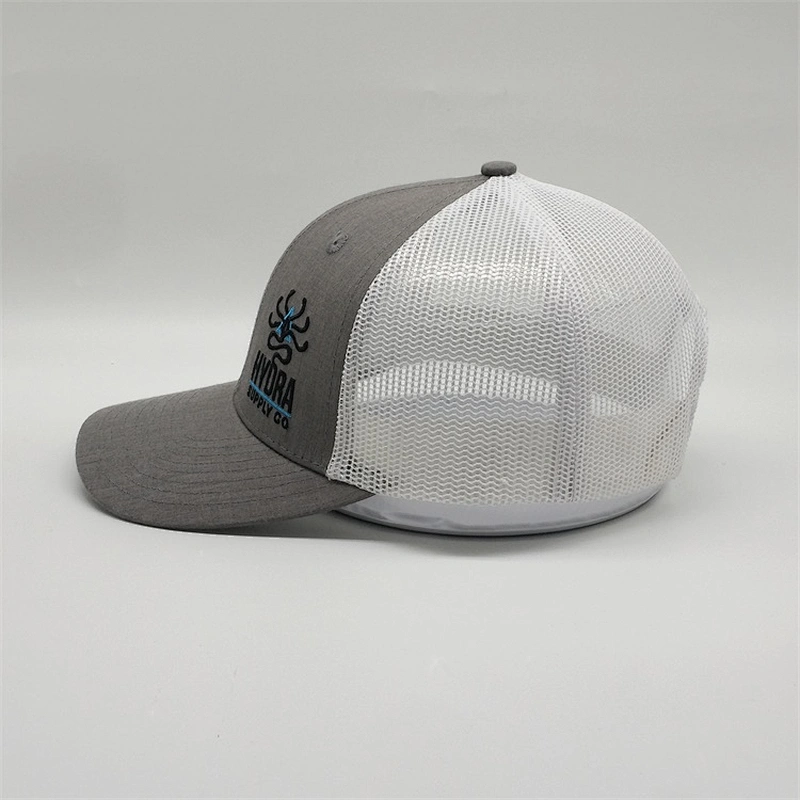 Custom Wholesale Sport Hip-Hop Snap Back Hat Baseball Curved Bill Half Mesh Trucker Caps With Embroidery
