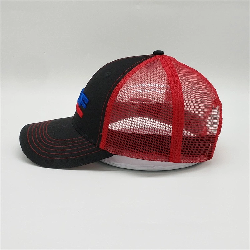 Well Designed Custom Baseball Black Cap Gorras,3d Embroidery Logo Black Sport Hats,Snapback Red Mesh Trucker Caps
