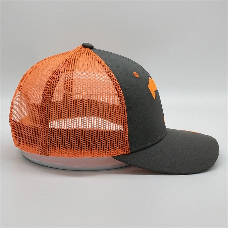 Summer Custom Neon Mesh Baseball Caps,Men Low Crown Profile Trucker Hat,Breathable Orange Grey Trucker Hats