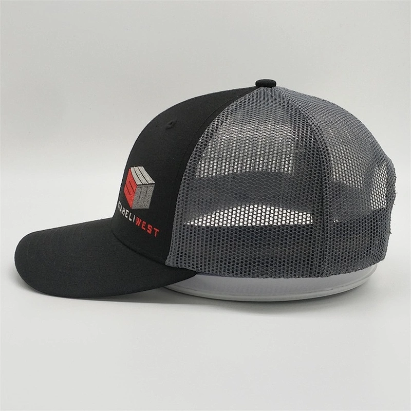 6 Panel Black Trucker Mesh Cap,customize Color Trucker Hat, Custom Embroidery Patch Logo Sport Trucker Cap