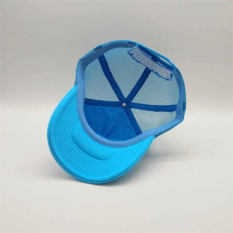 Wholesale Custom Made Types Snap Back Flat Brim Printing Half Mesh Trucker Hats Cap For Man