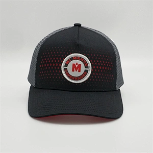 Personalized Custom Made Black Trucker Hats,Design Woven Patch Travel Hats,5 Panels Drak Gray Trucker Caps