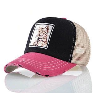 Wholesale distressed 100%cotton 5 panel blank animal hats mesh Unisex fashion trucker caps