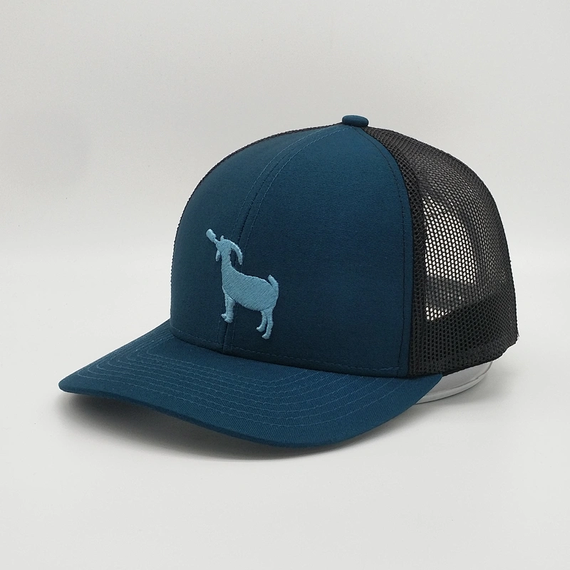 2019 Wholesale Customized 6 Panel Heather Grey 3D Embroidery Pre Curved Red Brim Black Mesh Cap Trucker Hat