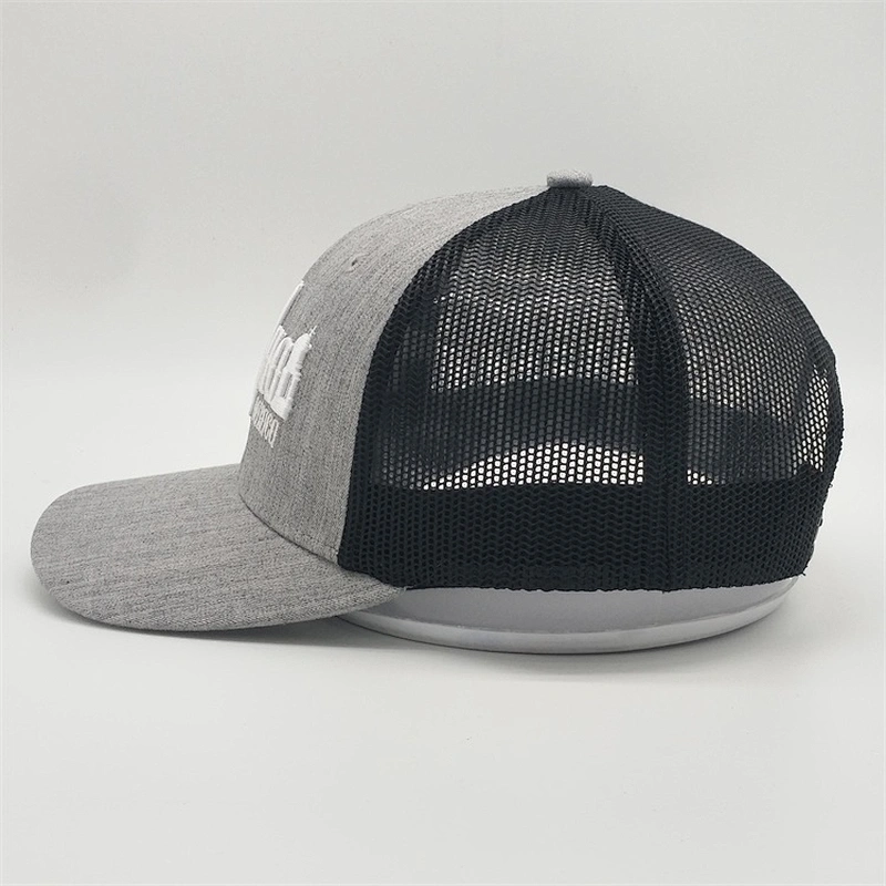 Special Design Adults Size Grey Two Tone 3D Patches Embroidery Trucker Hat Custom 6 Panel Mesh Snapback Sports Caps Hat
