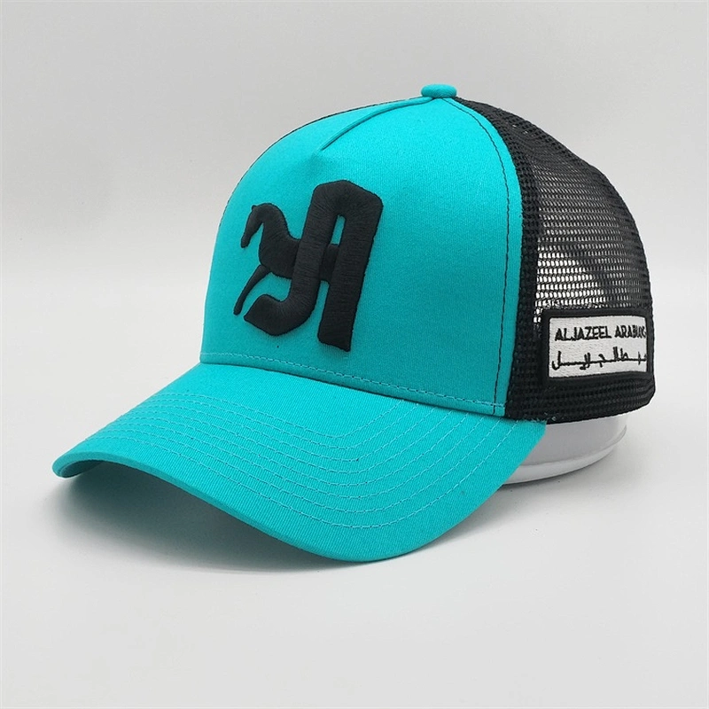 High Quality Customised 5 Panel Plain Sports Qatar 3d Puff Embroidery Trucker Hat Baseball Cap With Logo