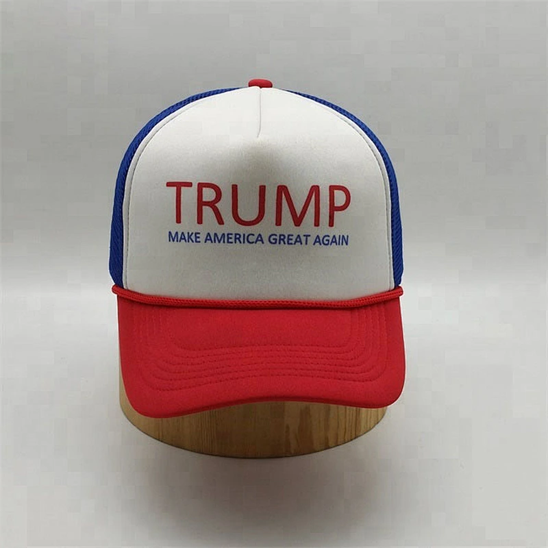 Custom Meidiney 5 Panels Donald Trump Rope White Foam Mesh Trucker Caps