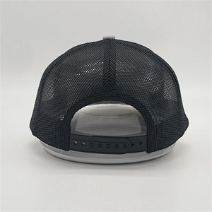 Special Design Adults Size Grey Two Tone 3D Patches Embroidery Trucker Hat Custom 6 Panel Mesh Snapback Sports Caps Hat