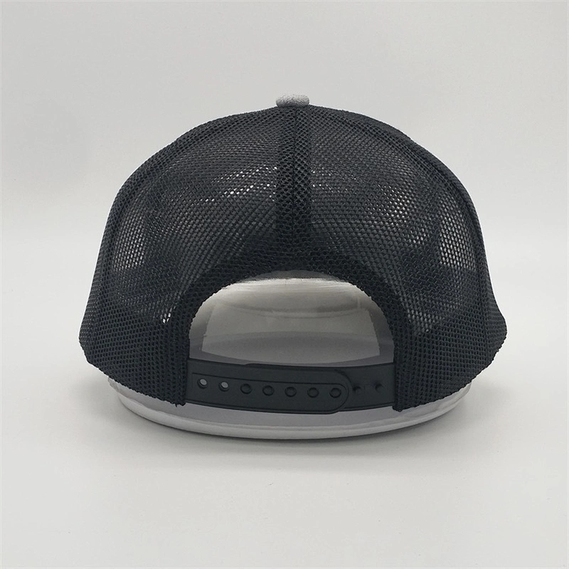 Special Design Adults Size Grey Two Tone 3D Patches Embroidery Trucker Hat Custom 6 Panel Mesh Snapback Sports Caps Hat