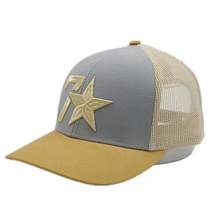 Custom Design 6panel Golden Thread Pentagram Hat 3D Embroidery Logo Baseball Mesh Trucker Cap