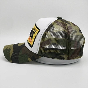 Well Designed Foam 5 Panel Mesh Sponge Embroidery Patch Distressed Worn Out Monogrammed Camo Cap Trucker Hat Cap