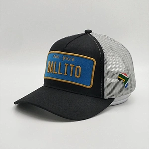 2019 High Quality New Customized Black Cotton Sports White Mesh Baseball Cap Trucker Hats With Woven Patch