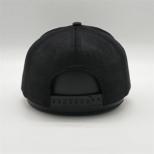 Custom 6-Panel 100 Cotton Black Plain Structured Mesh Adult  Trucker Cap  Hats