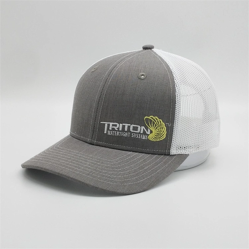 Wholesale Customized Embroidered Logo Trucker Cap,White Mesh Adjustable Hats,Blank Heather Grey Trucker Hat