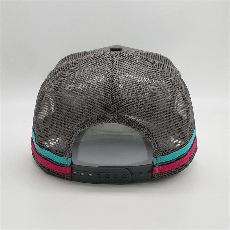 Wholesale Fancy Customised Snapback Plain Baseball Mesh Hats Trucker Caps With Leather Patch