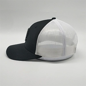 High Quality Plain Sport 6 Panel Black Plain White Blank Metal Logo Trucker Mesh Hats For Sale