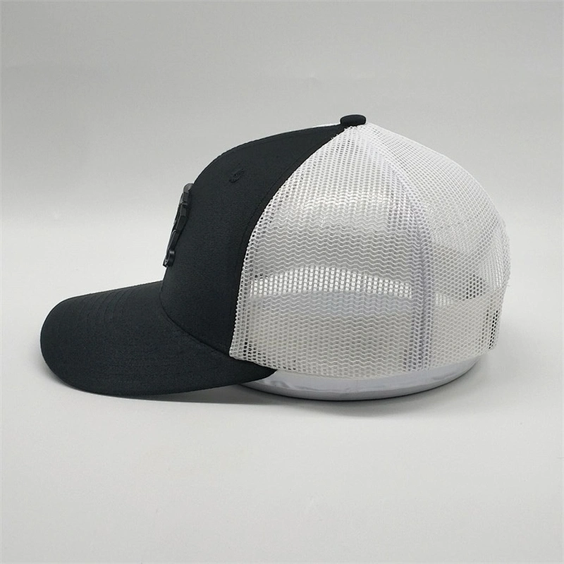 High Quality Plain Sport 6 Panel Black Plain White Blank Metal Logo Trucker Mesh Hats For Sale