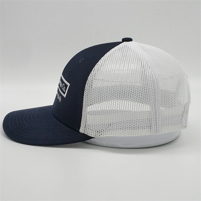 Unisex Customized Embroidered Truck Hat,Breathable 6 Panel Trucker Hat,Mesh Navy Blue High Quality Trucker Cap