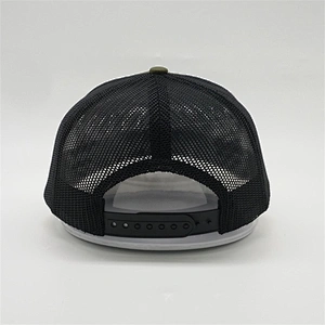 Wholesale Green Embroidery Logo Snapback Cap Black Mesh Curved Bill Trucker Hats For Men