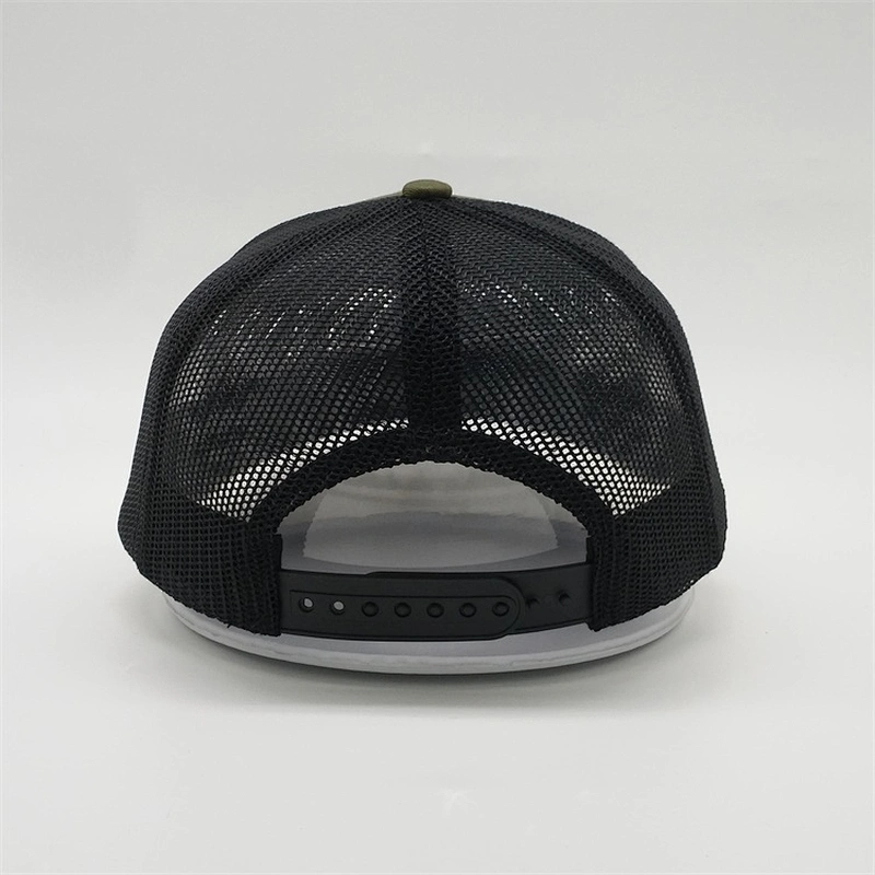 Wholesale Green Embroidery Logo Snapback Cap Black Mesh Curved Bill Trucker Hats For Men