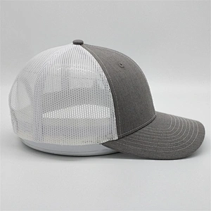 Customized High Quality Mens Basic 3D Embroidery Heather Gray Mesh Truckers Hats Caps