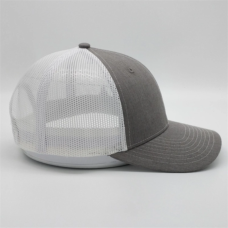Customized High Quality Mens Basic 3D Embroidery Heather Gray Mesh Truckers Hats Caps