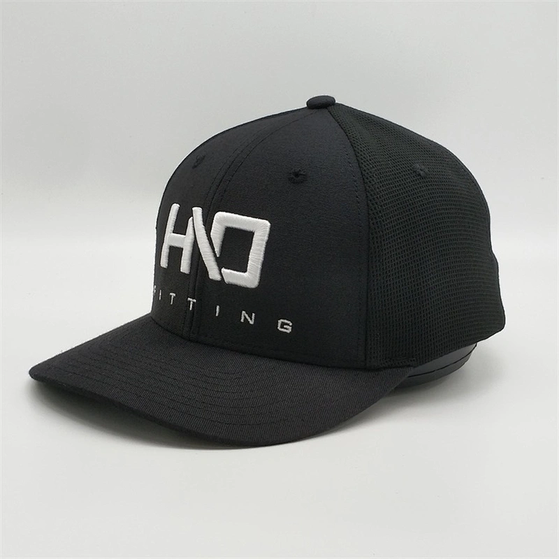 Factory Customized 3d Embroidery Logo Cap,Men Woven Label Snapback Caps,Black Sport Soft Mesh Trucker Hat